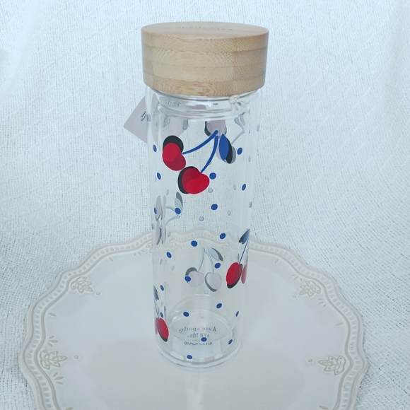 Kate Spade New York × Lenox Vintage Cherry Dot Glass Hydration Bottle 15 oz. - Picture 3 of 15